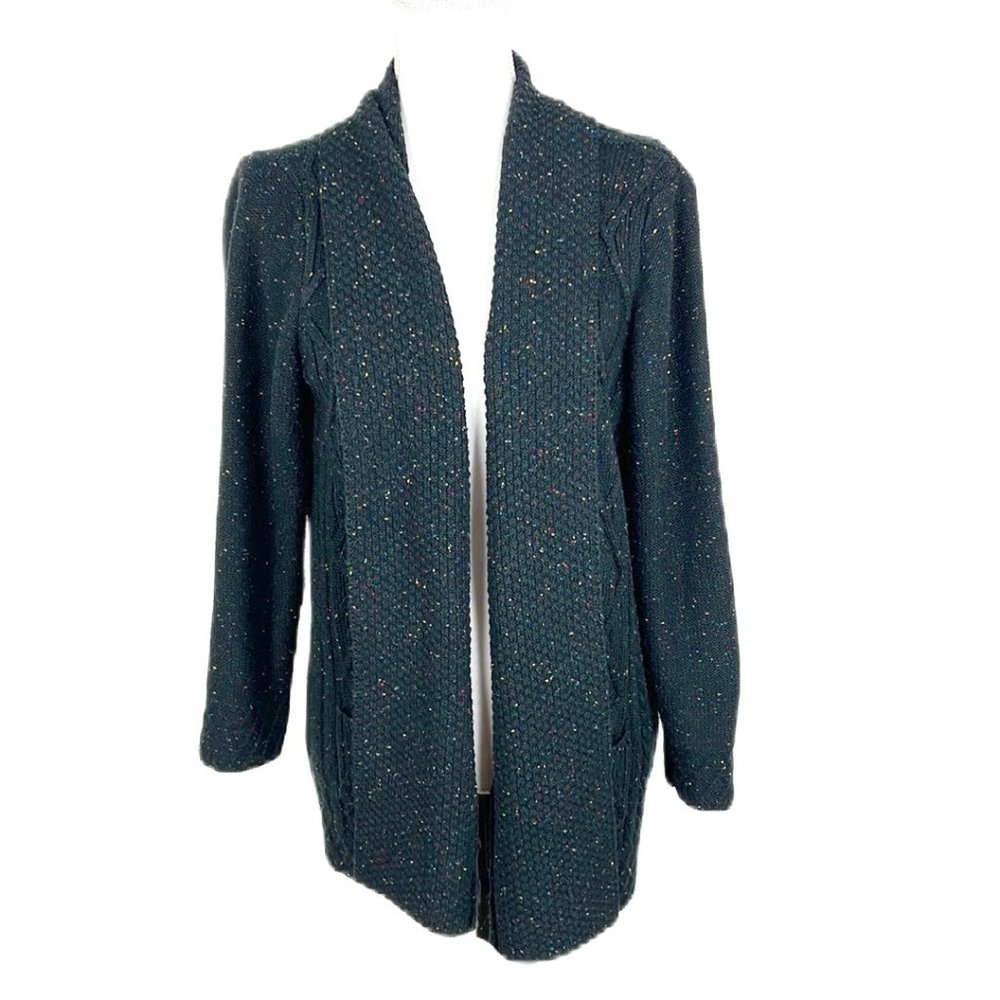 NY Collection Sweater Women Extra Large Petite Black Rainbow Speckled Cardigan